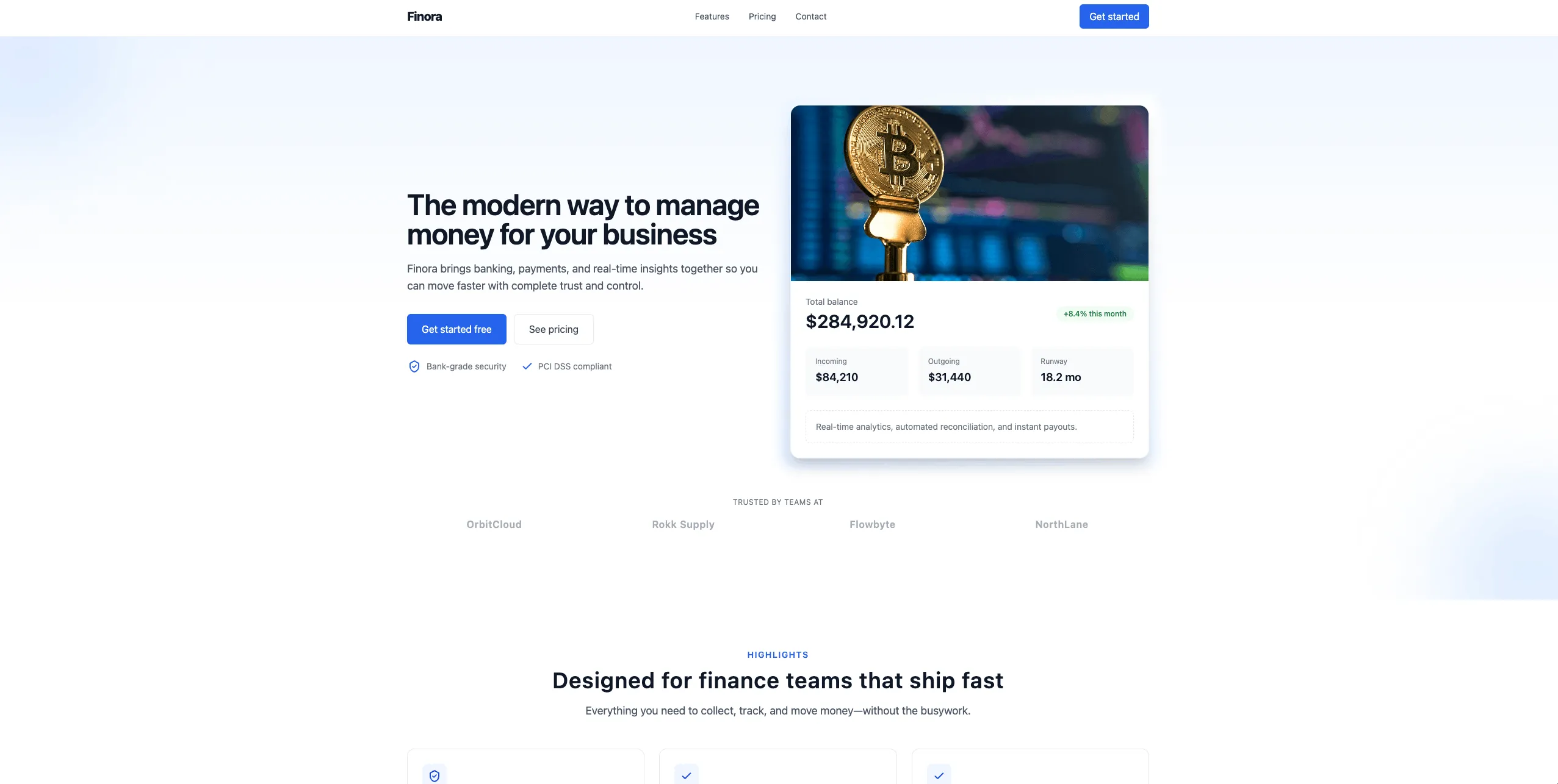 Fintech Landing Page Designer